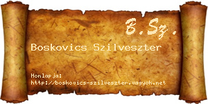 Boskovics Szilveszter névjegykártya